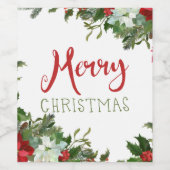 Vrolijk kerstgroen wijn etiket (Enkel label)