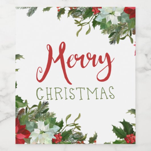 Vrolijk kerstgroen wijn etiket (Enkel label)