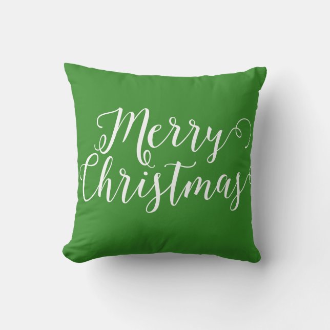 Vrolijk kerstgroen witte kerst kussen (Voorkant)
