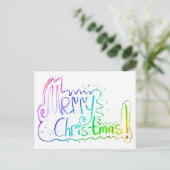 Vrolijk kerstgroet regenboog handbelettering briefkaart (Staand voorkant)
