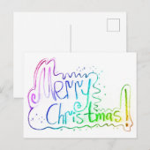 Vrolijk kerstgroet regenboog handbelettering briefkaart (Voorkant / Achterkant)