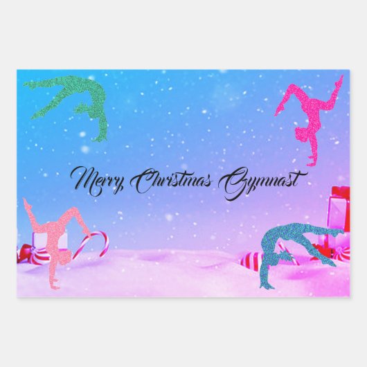 Vrolijk Kerstgymnast Inpakpapier Set van 3 (Voorkant 2)