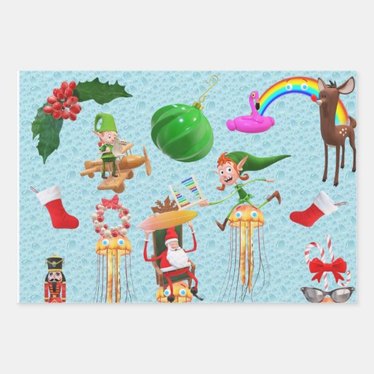Vrolijk kersthaaienpolartje Beer Santa Inpakpapier Vel (Voorkant)