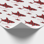 Vrolijk kersthaaienrood met buffelplaat cadeaupapier (Hoek)