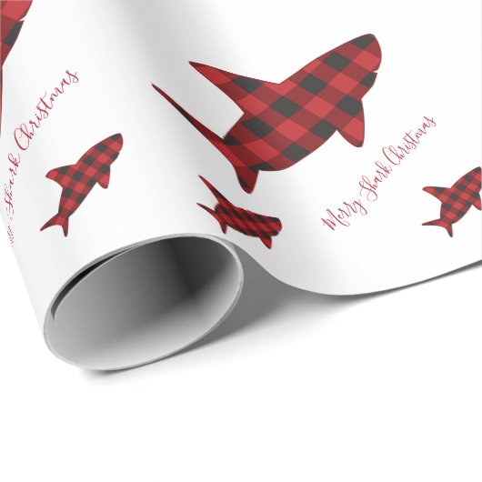 Vrolijk kersthaaienrood met buffelplaat cadeaupapier (Rol Hoek)