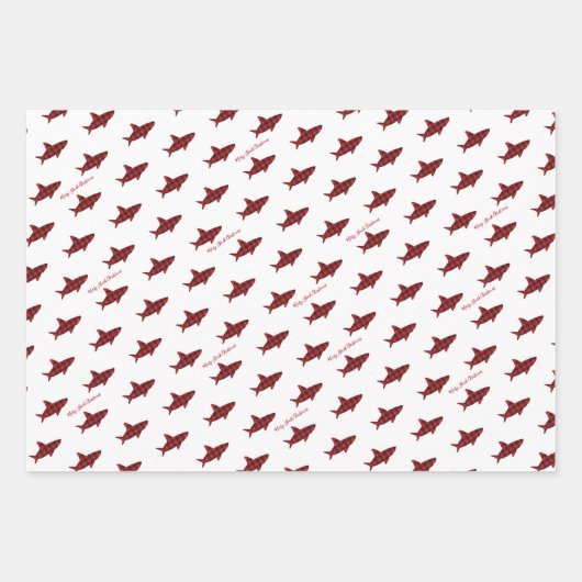 Vrolijk kersthaaienrood met buffelplaat inpakpapier vel (Voorkant)