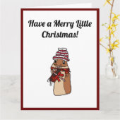 Vrolijk Kersthamster Gerbil Cartoon Vakantie Huisd Kaart (Gele Bloem)