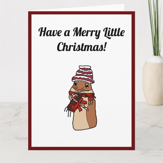 Vrolijk Kersthamster Gerbil Cartoon Vakantie Huisd Kaart (Voorkant)