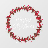 Vrolijk kersthandgeschreven tekst met grote saus raamsticker (Vel)