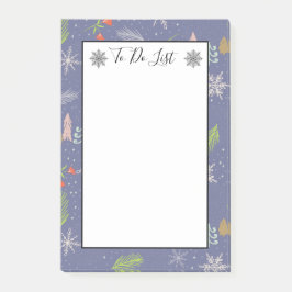 Vrolijk kersthandgetekende bomen sneeuw om lijst t post-it® notes