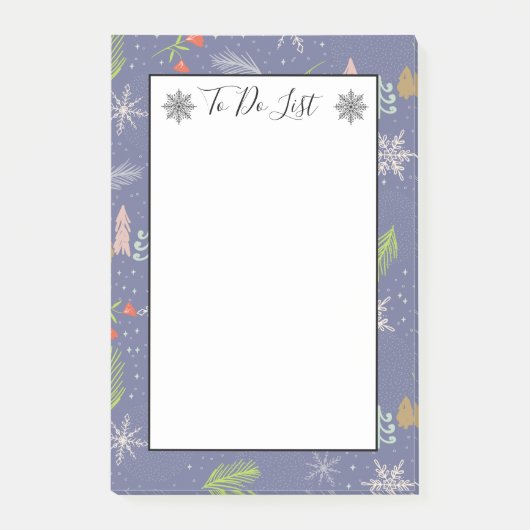 Vrolijk kersthandgetekende bomen sneeuw om lijst t post-it® notes (Voorkant)