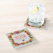 Vrolijk kersthandschrift met brieftekst & Wreater Glazen Onderzetter (Schuin)