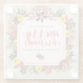 Vrolijk kersthandschrift met brieftekst & Wreater Glazen Onderzetter (Achterkant)