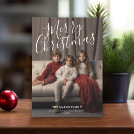 Vrolijk kersthandschrift met volledige foto-MCM Feestdagenkaart