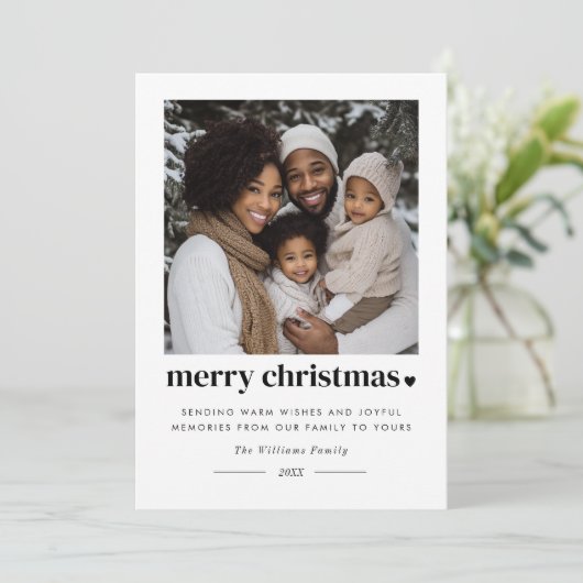 Vrolijk kersthart foto feestdagenkaart (Staand voorkant)