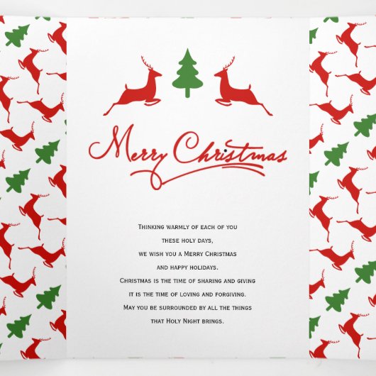 Vrolijk kersthert en boom en fotocollage drieluik wenskaart (Binnenkant midden)