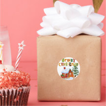 Vrolijk kersthert en slee Stickers