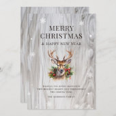 Vrolijk Kersthert Holly Rustic Wood Snowflake Feestdagenkaart (Voorkant / Achterkant)