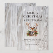 Vrolijk Kersthert Holly Rustic Wood Snowflake Feestdagenkaart (Voorkant / Achterkant)