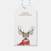 Vrolijk kersthert in een rode sjaal cadeaulabel (Voorkant)