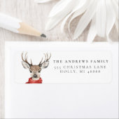 Vrolijk kersthert in een rode sjaal etiket (Insitu)