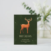 Vrolijk kersthert met slingers op de hoorns feestdagenkaart (Staand voorkant)