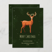 Vrolijk kersthert met slingers op de hoorns feestdagenkaart (Voorkant / Achterkant)