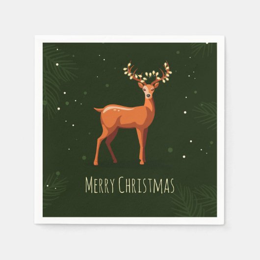 Vrolijk kersthert met slingers op de hoorns servet (Voorkant)