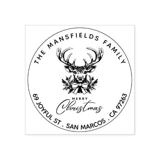 Vrolijk Kersthert retour Adres Rubber Stamp Rubberstempel (Afrduk)