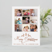 Vrolijk kersthert, roos goudkleurig  met boomfotoc folie feestdagenkaart (Staand Voorkant)