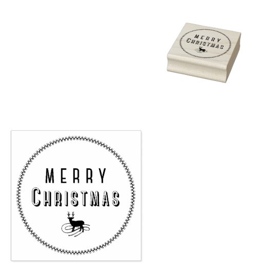 Vrolijk kersthert rubberstempel (Gestempeld)