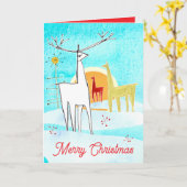 Vrolijk Kersthert Sneeuw Sunrise Vakantieboom Kaart (Gele Bloem)