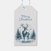 Vrolijk kersthertenbomen Sneeuw Cadeaulabel (Voorkant)