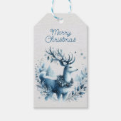 Vrolijk kersthertenbomen Sneeuw Cadeaulabel (Voorkant)