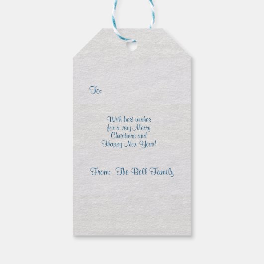 Vrolijk kersthertenbomen Sneeuw Cadeaulabel (Achterkant)