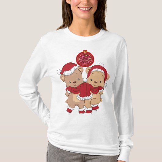 Vrolijk kersthoes met lange opening T-shirt (Voorkant)