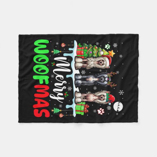 Vrolijk Kersthout Drie Santa Elf Chinese Crest Fleece Deken (Voorkant (Horizontaal))