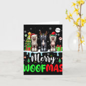 Vrolijk Kersthout Drie Santa Elf Chinese Crest Kaart (Gele Bloem)