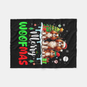 Vrolijk kersthout Drie Santa Elf Koning Charles Fleece Deken (Voorkant (Horizontaal))