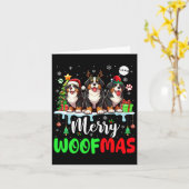 Vrolijk kersthout drie Santa Reindeer Berner Kaart (Gele Bloem)