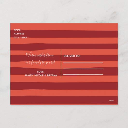 Vrolijk Kersthout & Pine Trees 4 Foto Vakantie Feestdagenkaart (Achterkant)