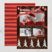 Vrolijk Kersthout & Pine Trees 4 Foto Vakantie Feestdagenkaart (Voorkant / Achterkant)