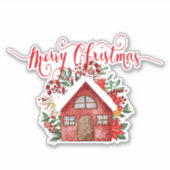 Vrolijk kersthuis Sticker (Voorkant)