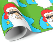 Vrolijk kersthul kerstman in zonnebrillen patroon cadeaupapier (Rol Hoek)