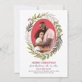 Vrolijk kersthuwelijk Bespaar de Datum grote foto Feestdagenkaart (Voorkant)
