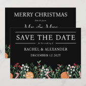 Vrolijk kersthuwelijk sparen de datumkaart save the date (Voorkant / Achterkant)