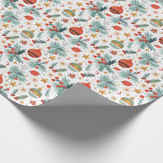 Vrolijk kerstillustratiepatroon cadeaupapier (Hoek)