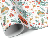 Vrolijk kerstillustratiepatroon cadeaupapier (Rol Hoek)