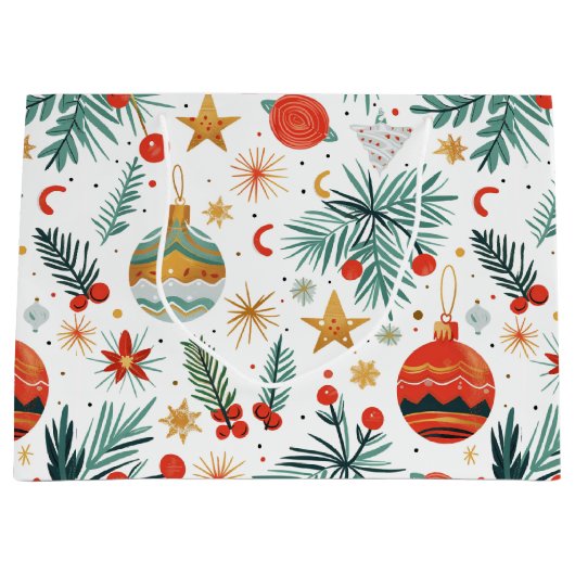 Vrolijk kerstillustratiepatroon groot cadeauzakje (Voorkant)