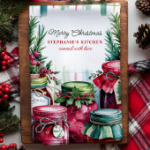 Vrolijk kerstingeblikt met liefde gepersonaliseerd theedoek